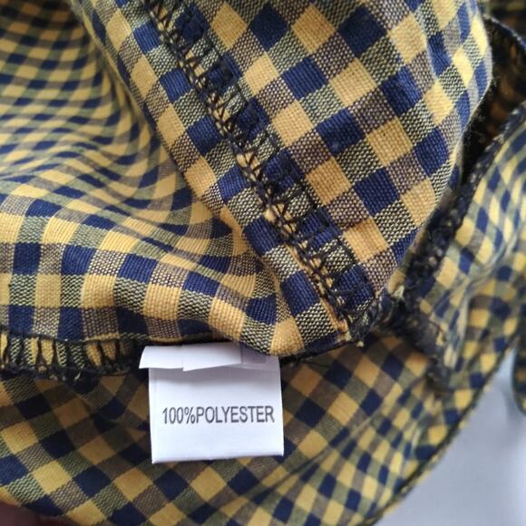 Yellow Blue Checkered Pants Jumpsuit Light Weight Casual Size 2X - Picture 6 of 7